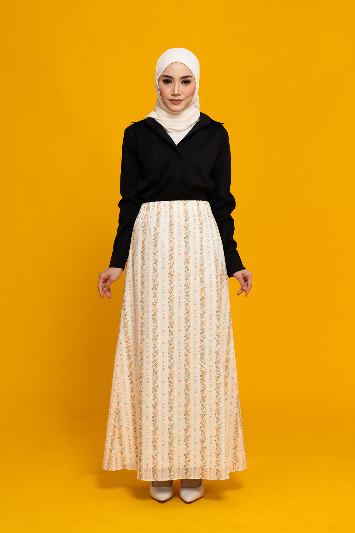 Rosie Printed Skirt in Orange Brown