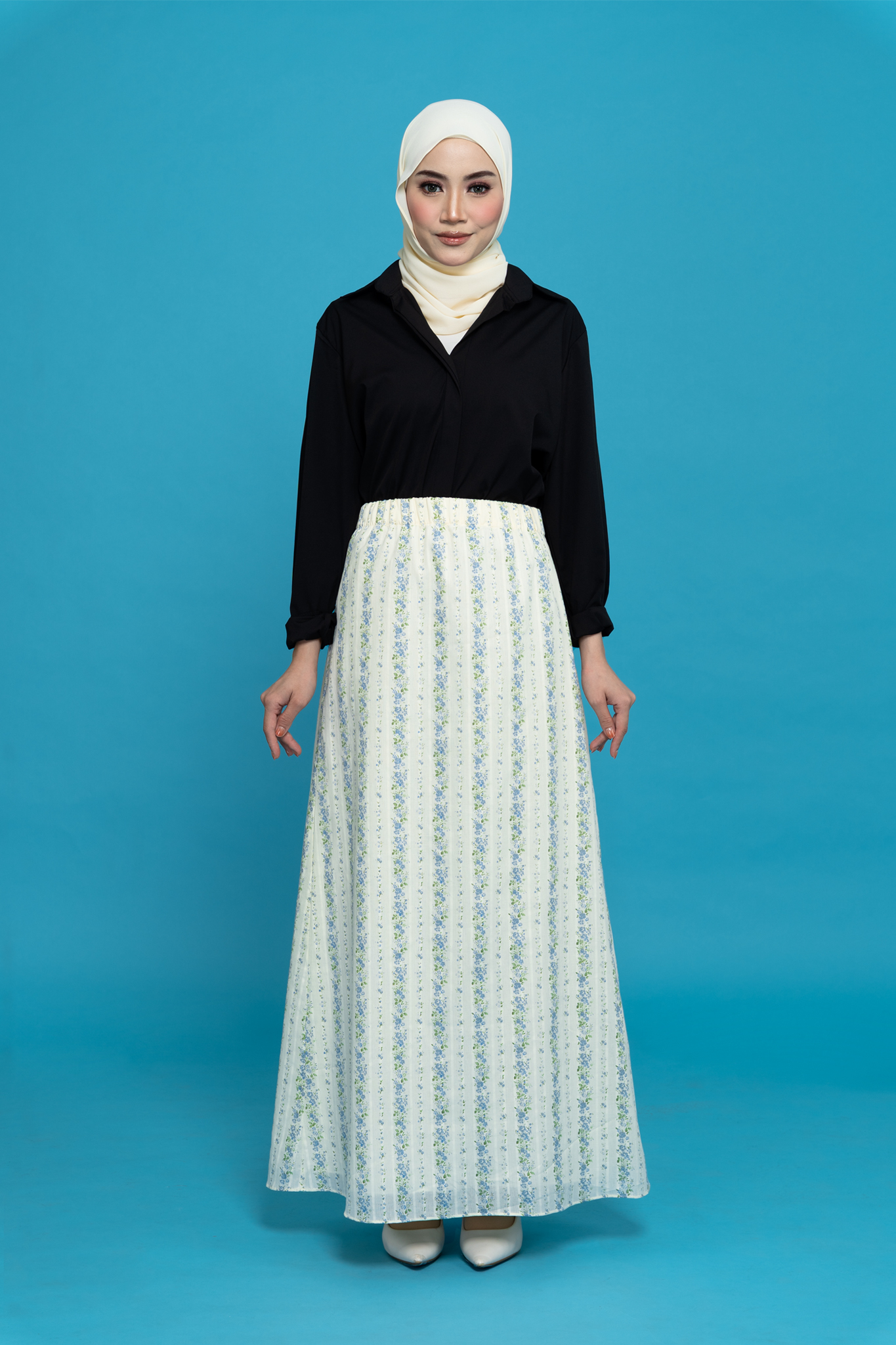 Rosie Printed Skirt in Blue