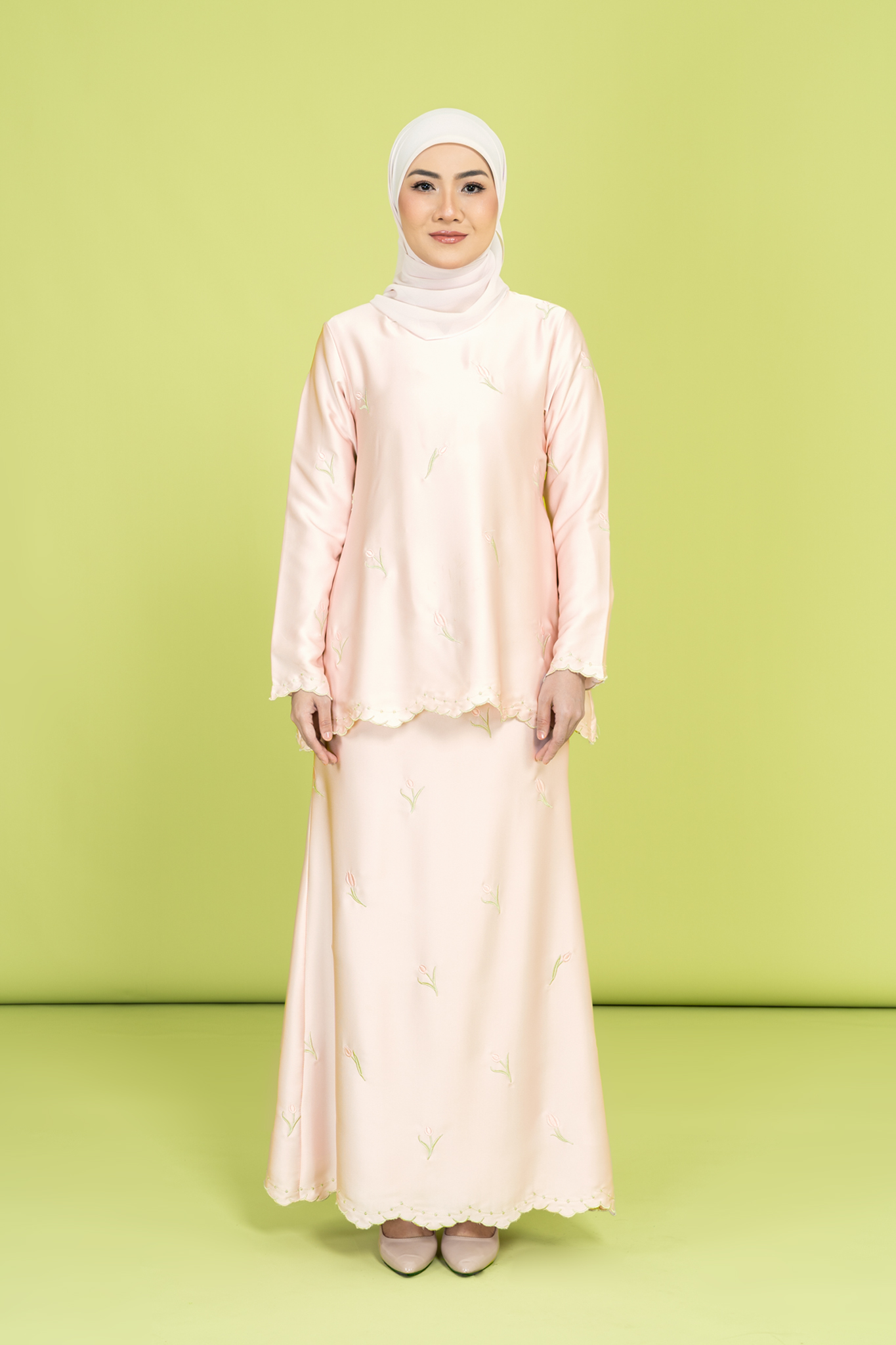 Lydia Embroidered Set in Strawberry Matcha